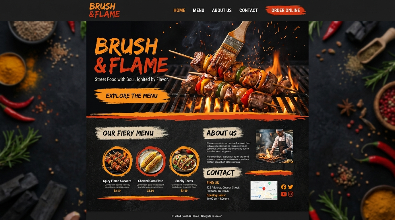 Brush & Flame Homepage preview